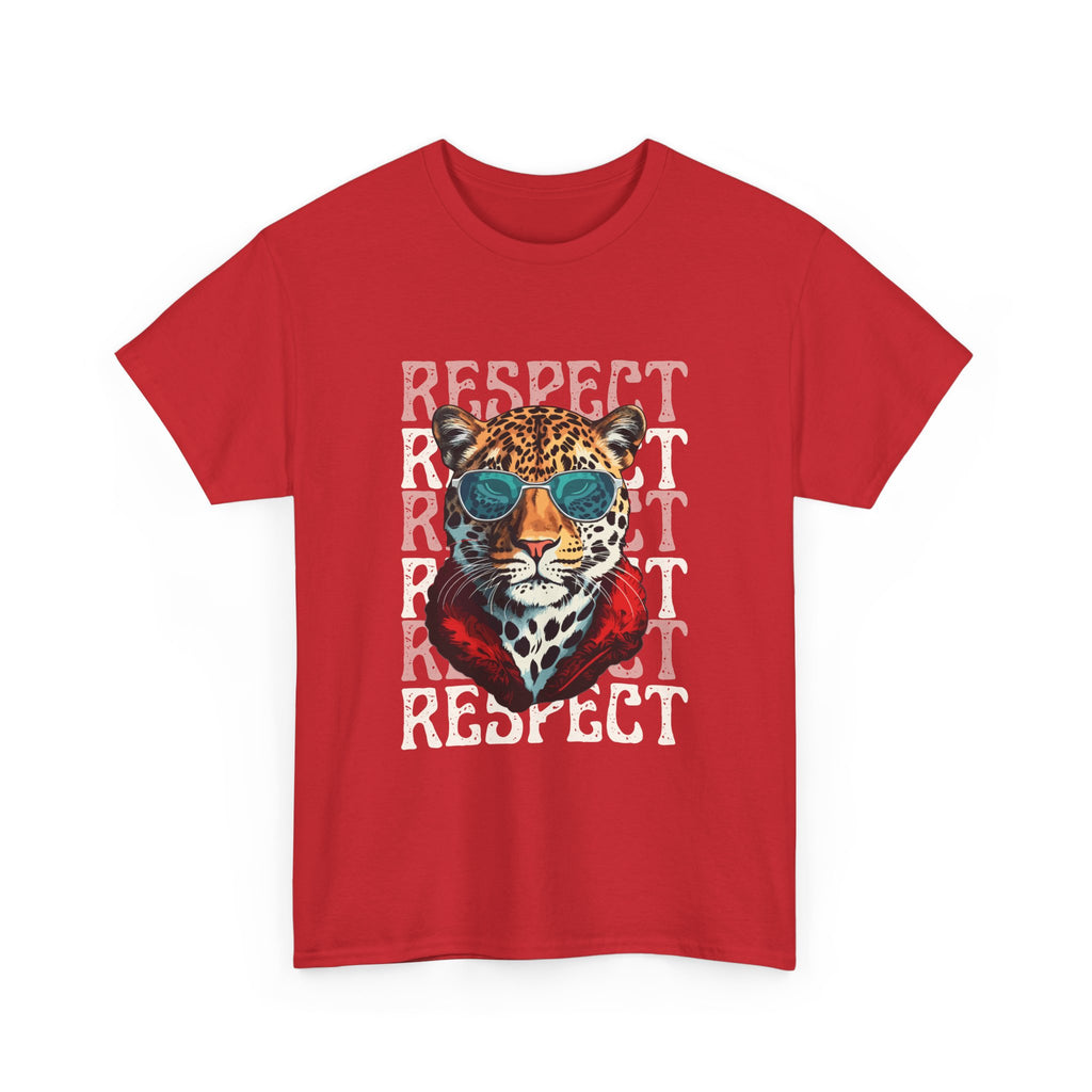 Respect The Jaguar Unisex Heavy Cotton Tee, Bold Graphic Tee, Casual Wear, Stylish Gift, Statement Shirt, Animal Lover Apparel