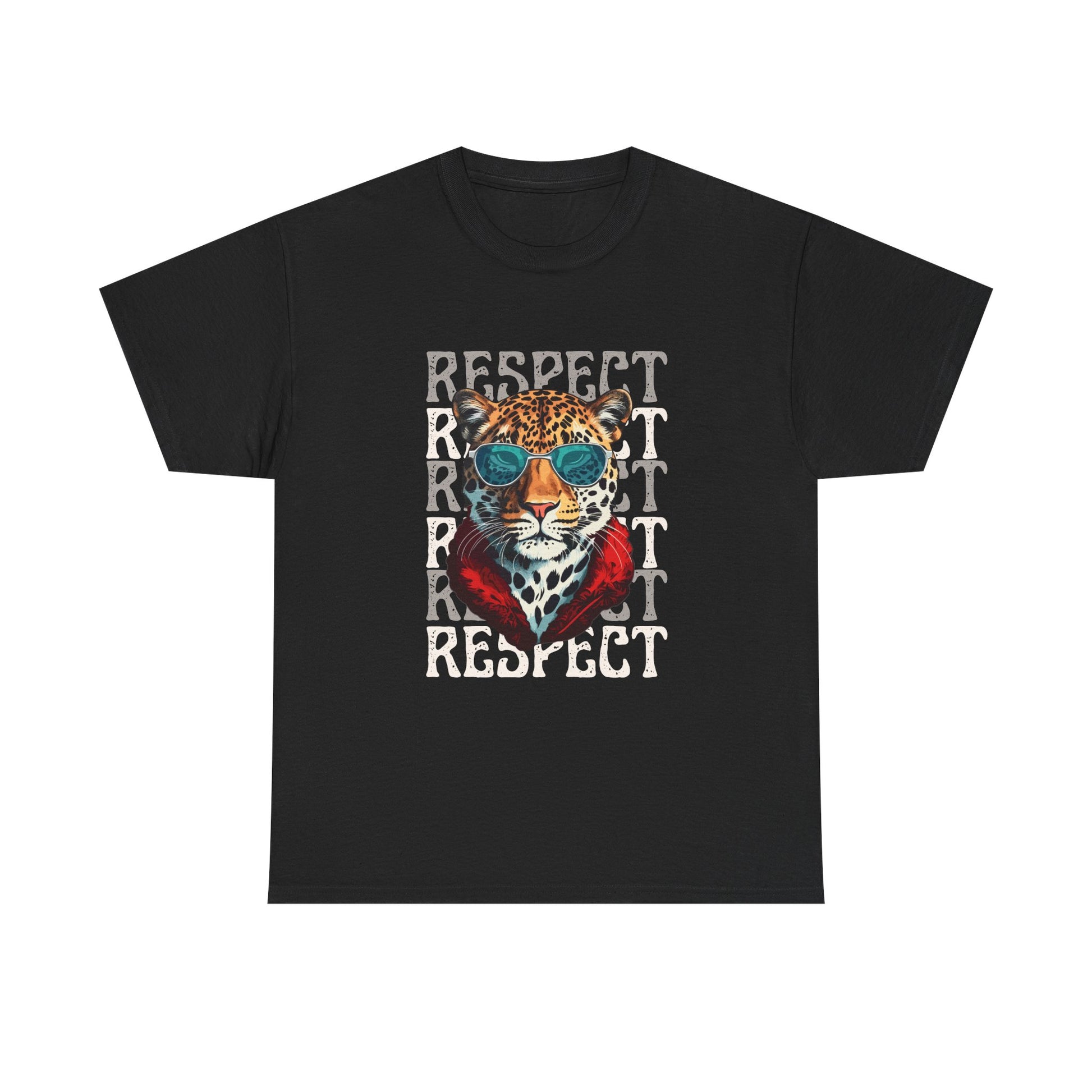 Respect The Jaguar Unisex Heavy Cotton Tee, Bold Graphic Tee, Casual Wear, Stylish Gift, Statement Shirt, Animal Lover Apparel