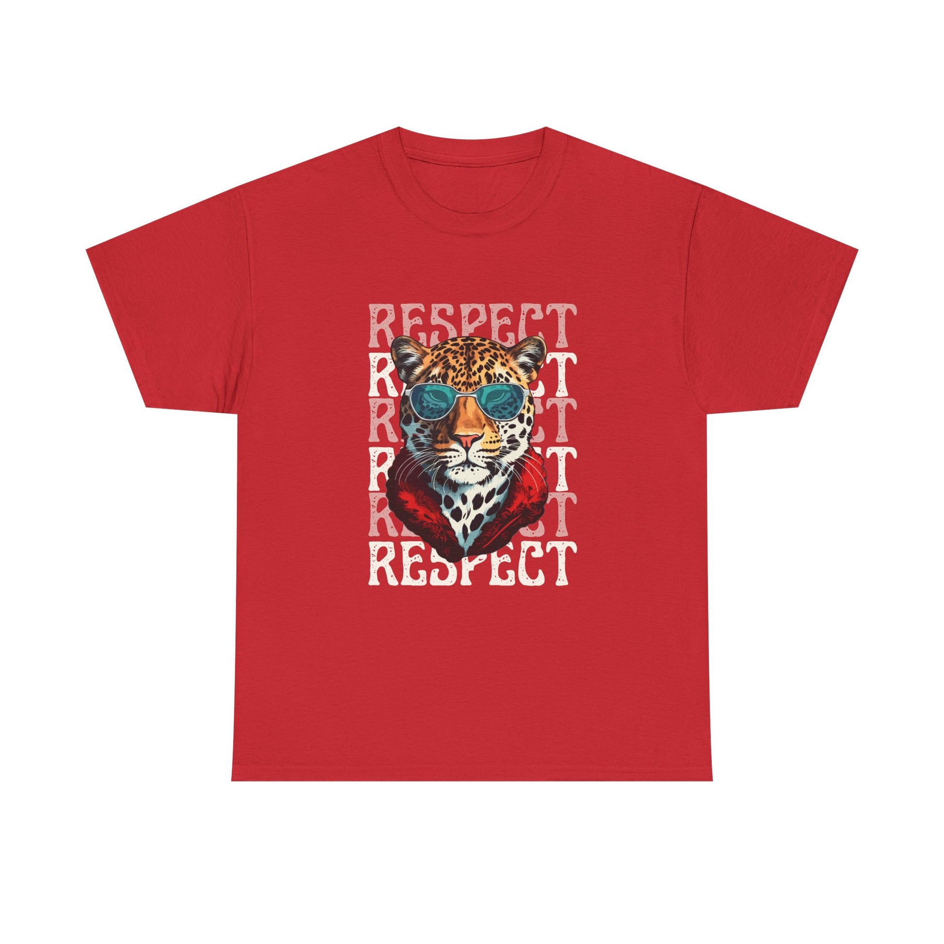 Respect The Jaguar Unisex Heavy Cotton Tee, Bold Graphic Tee, Casual Wear, Stylish Gift, Statement Shirt, Animal Lover Apparel