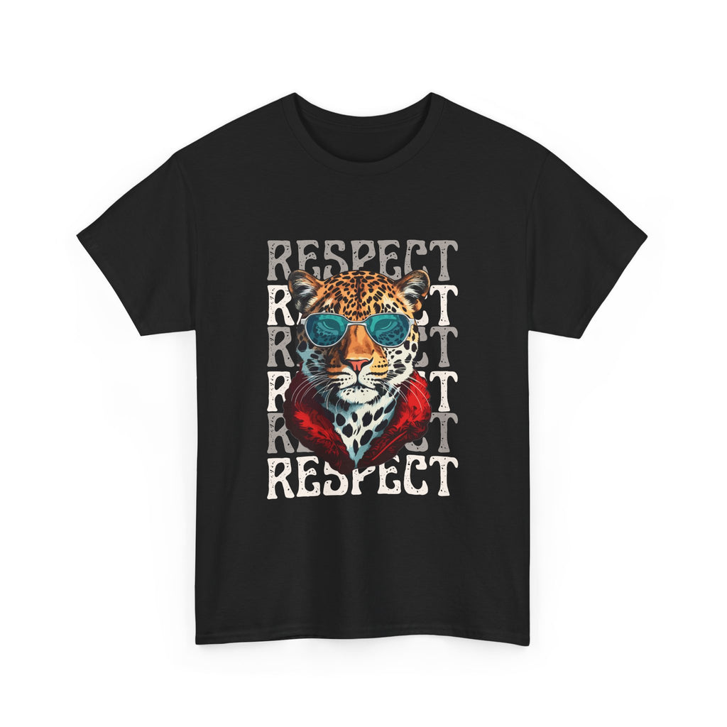 Respect The Jaguar Unisex Heavy Cotton Tee, Bold Graphic Tee, Casual Wear, Stylish Gift, Statement Shirt, Animal Lover Apparel