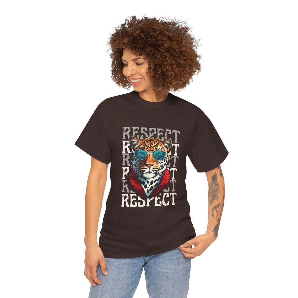 Respect The Jaguar Unisex Heavy Cotton Tee, Bold Graphic Tee, Casual Wear, Stylish Gift, Statement Shirt, Animal Lover Apparel