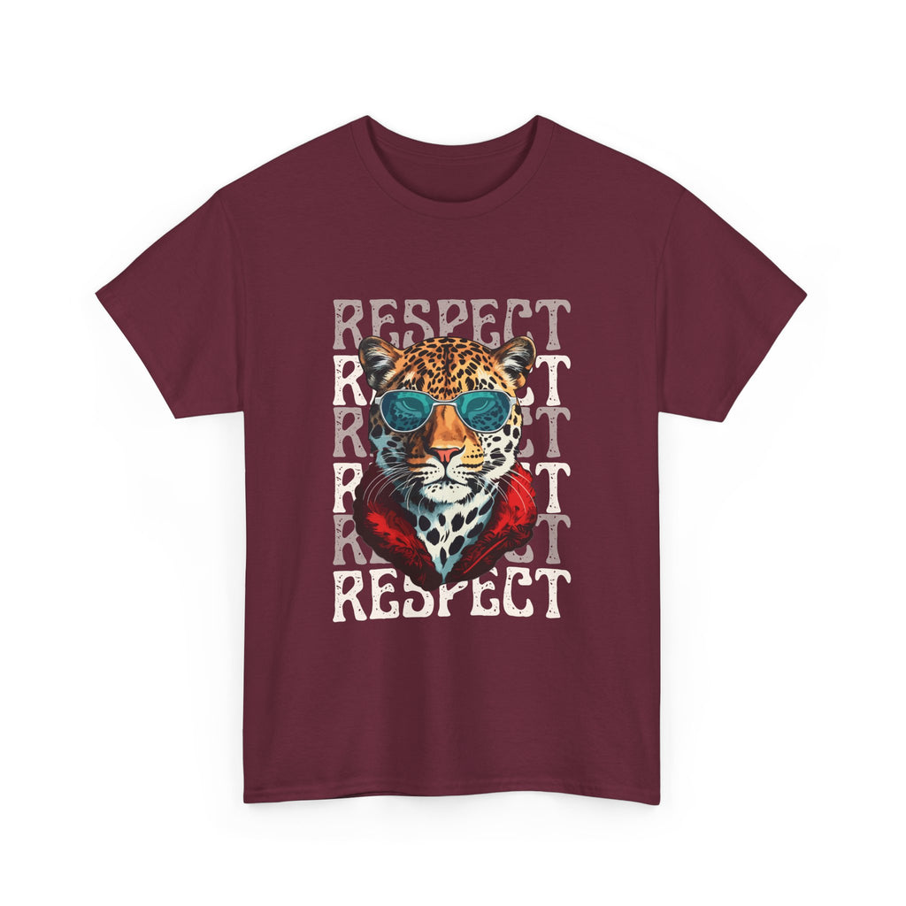 Respect The Jaguar Unisex Heavy Cotton Tee, Bold Graphic Tee, Casual Wear, Stylish Gift, Statement Shirt, Animal Lover Apparel