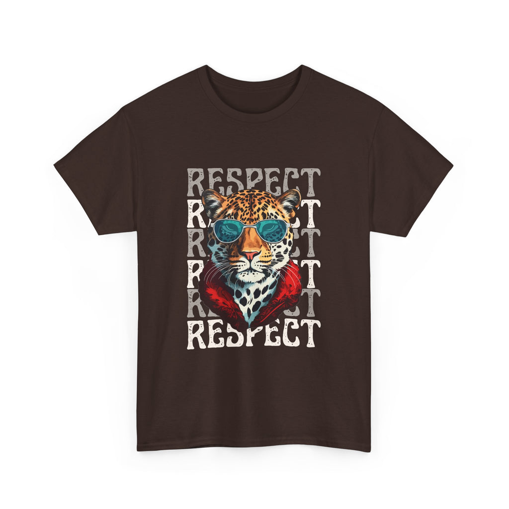 Respect The Jaguar Unisex Heavy Cotton Tee, Bold Graphic Tee, Casual Wear, Stylish Gift, Statement Shirt, Animal Lover Apparel