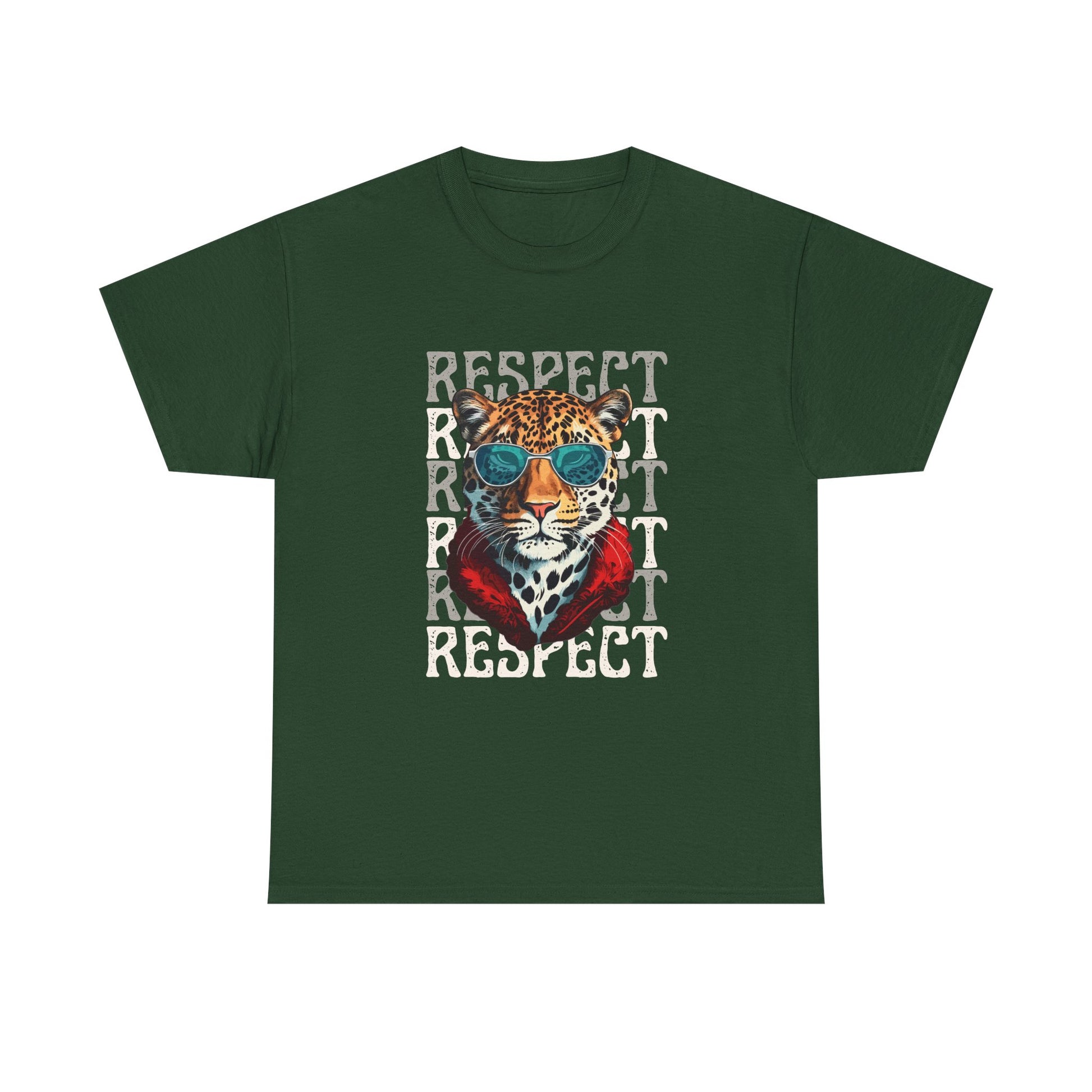 Respect The Jaguar Unisex Heavy Cotton Tee, Bold Graphic Tee, Casual Wear, Stylish Gift, Statement Shirt, Animal Lover Apparel