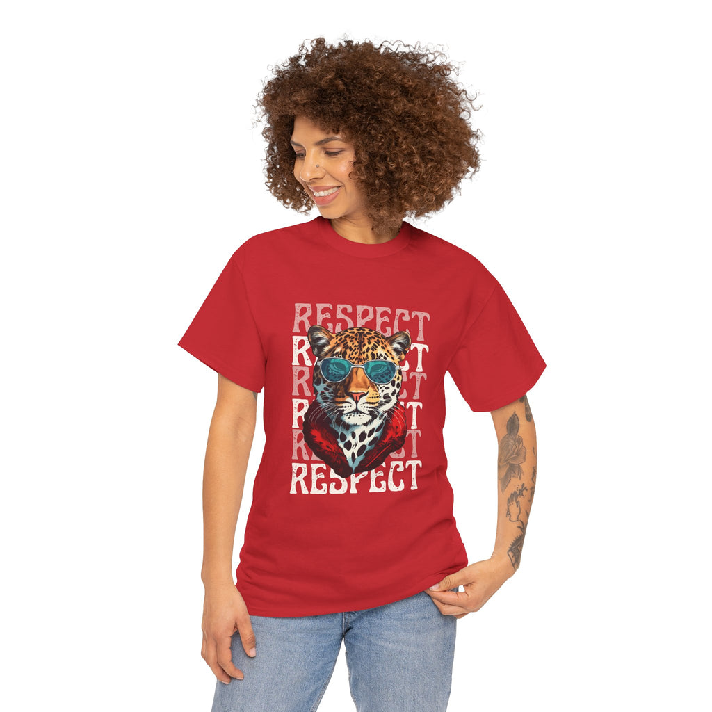 Respect The Jaguar Unisex Heavy Cotton Tee, Bold Graphic Tee, Casual Wear, Stylish Gift, Statement Shirt, Animal Lover Apparel