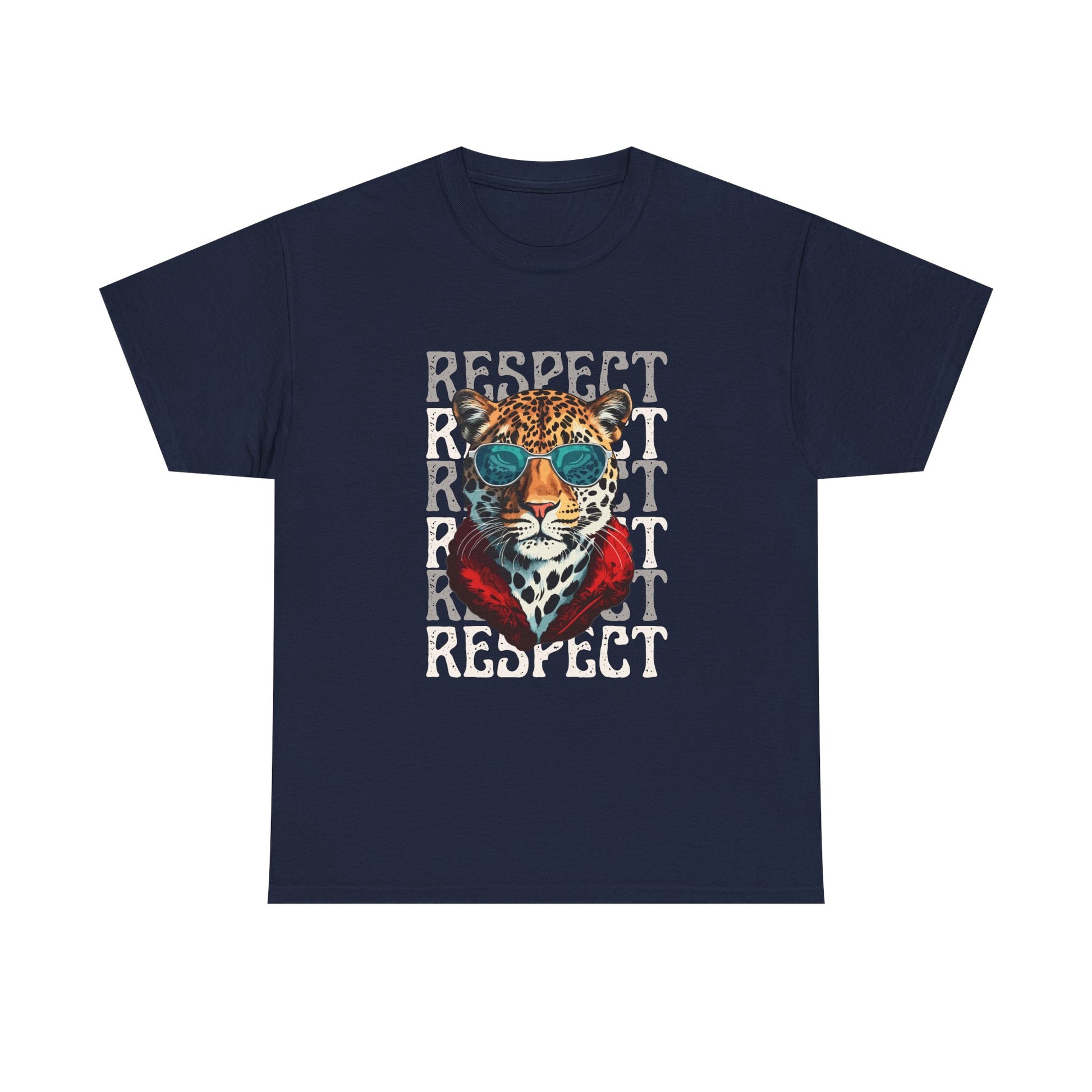 Respect The Jaguar Unisex Heavy Cotton Tee, Bold Graphic Tee, Casual Wear, Stylish Gift, Statement Shirt, Animal Lover Apparel