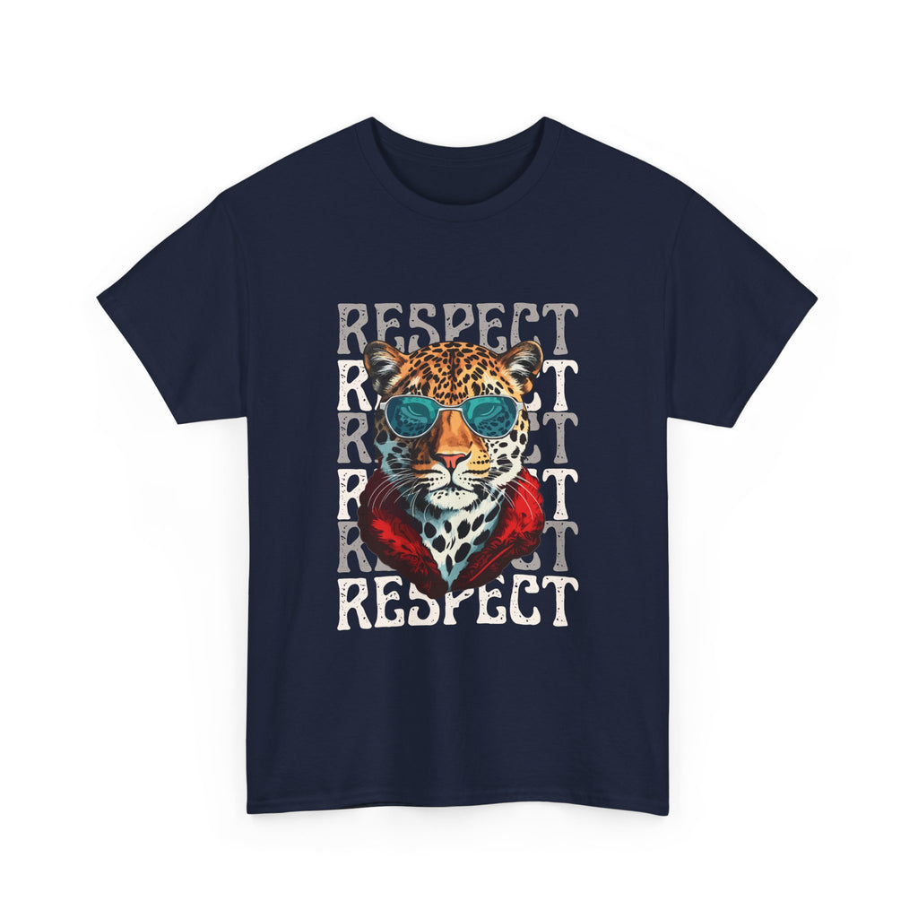 Respect The Jaguar Unisex Heavy Cotton Tee, Bold Graphic Tee, Casual Wear, Stylish Gift, Statement Shirt, Animal Lover Apparel
