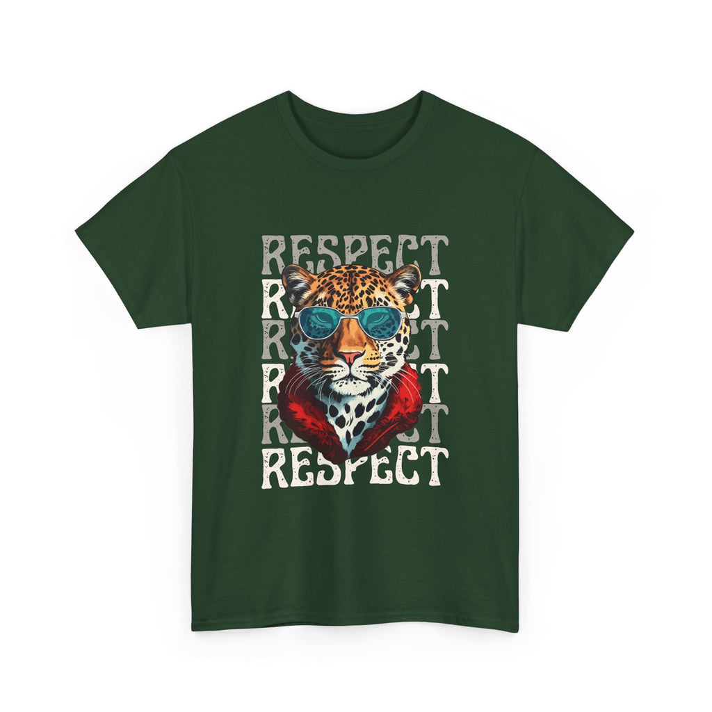 Respect The Jaguar Unisex Heavy Cotton Tee, Bold Graphic Tee, Casual Wear, Stylish Gift, Statement Shirt, Animal Lover Apparel