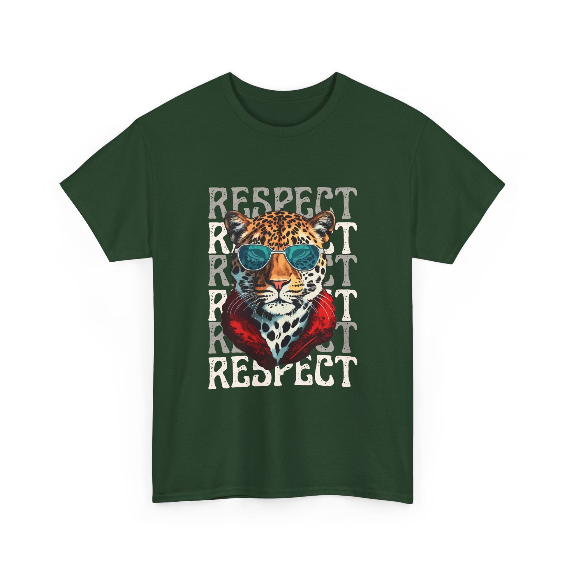Respect The Jaguar Unisex Heavy Cotton Tee, Bold Graphic Tee, Casual Wear, Stylish Gift, Statement Shirt, Animal Lover Apparel